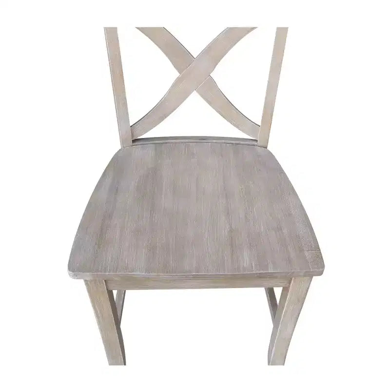 Sgabello da bar altezza bancone 24", Grigio Lavato/Tortora, Legno Massello, Design a X-Back