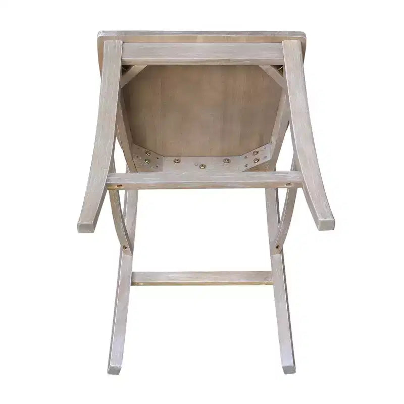 Sgabello da bar altezza bancone 24", Grigio Lavato/Tortora, Legno Massello, Design a X-Back