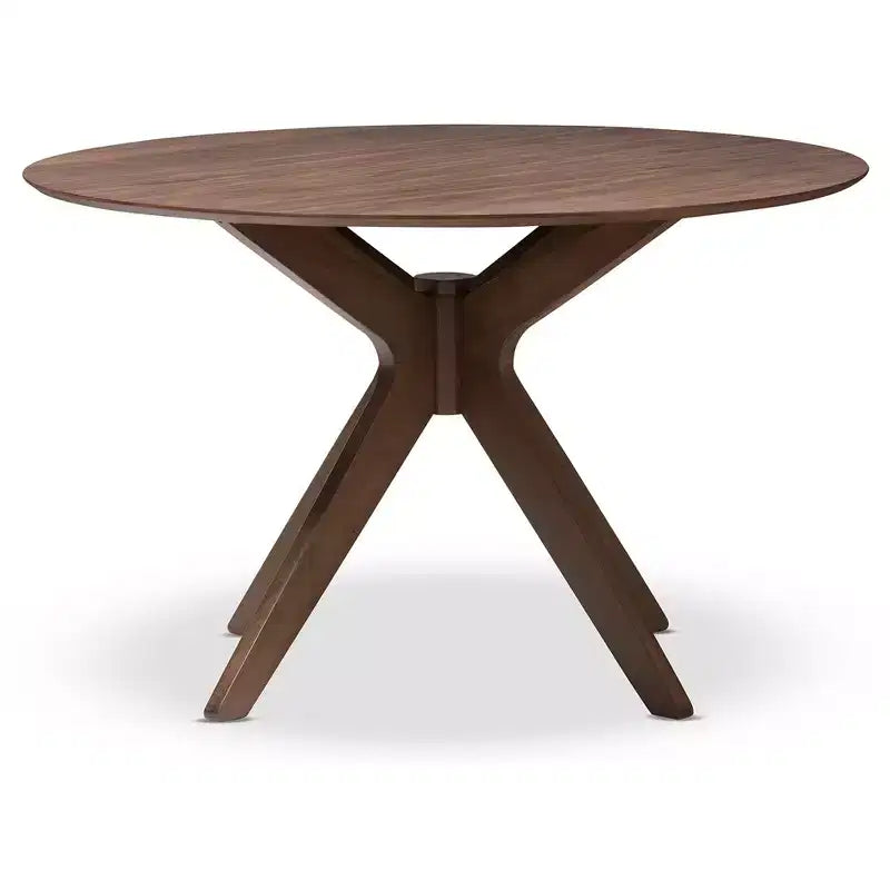 Tavolo da pranzo rotondo da 119 cm Mid-Century Modern, finitura in legno noce