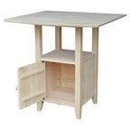 Tavolo da pranzo bar con ante a ribalta, stile scandinavo, 2 posti, piano a altezza bancone, con base contenitore