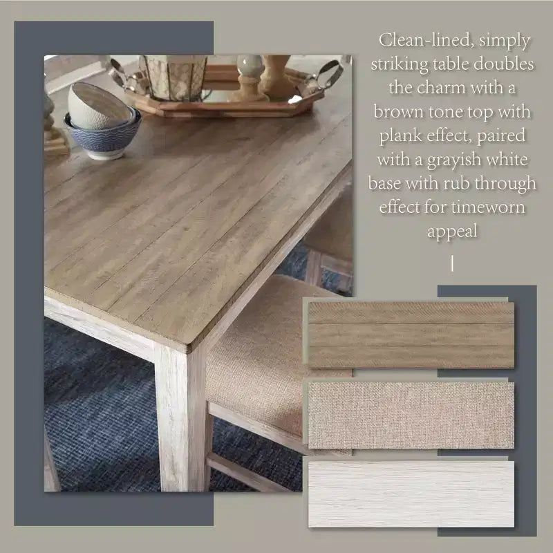 Set da pranzo 7 pezzi, marrone chiaro, rettangolare moderno 6 posti