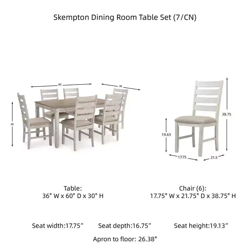 Set da pranzo 7 pezzi, marrone chiaro, rettangolare moderno 6 posti