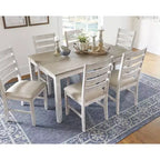 Set da pranzo 7 pezzi, marrone chiaro, rettangolare moderno 6 posti