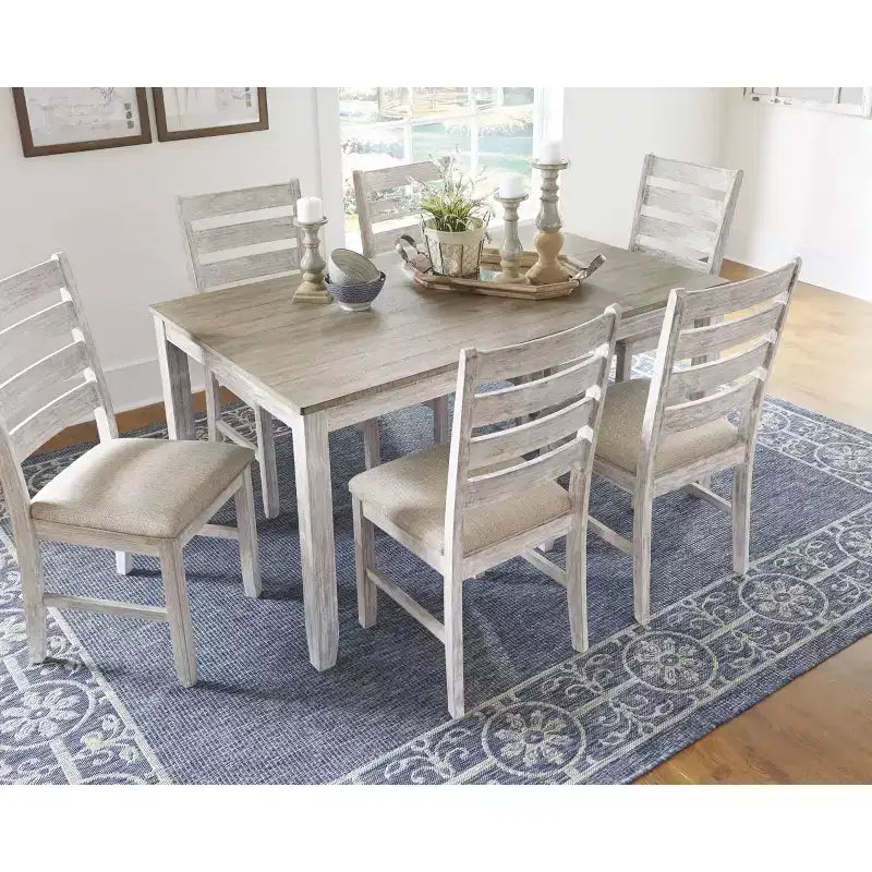 Set da pranzo 7 pezzi, marrone chiaro, rettangolare moderno 6 posti