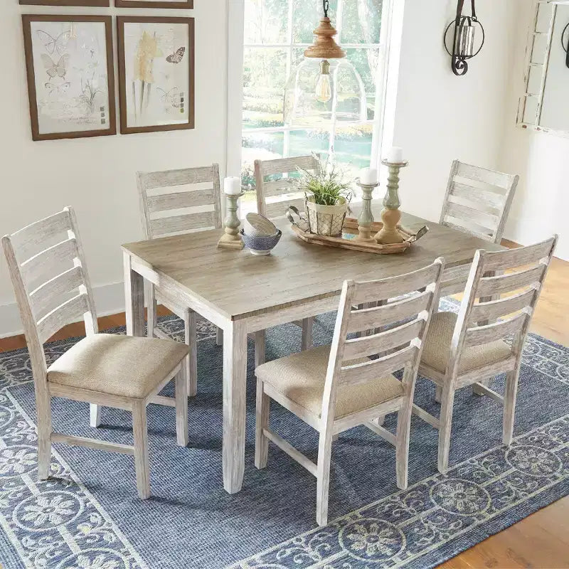 Set da pranzo 7 pezzi, marrone chiaro, rettangolare moderno 6 posti