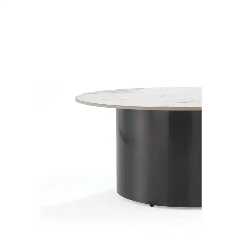 Tavolino da caffè con piano in pietra sinterizzata, nero
