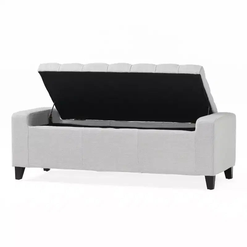 Struttura letto imbottita capitonné con testiera ad alette, nessuna molla necessaria, Queen, Grigio