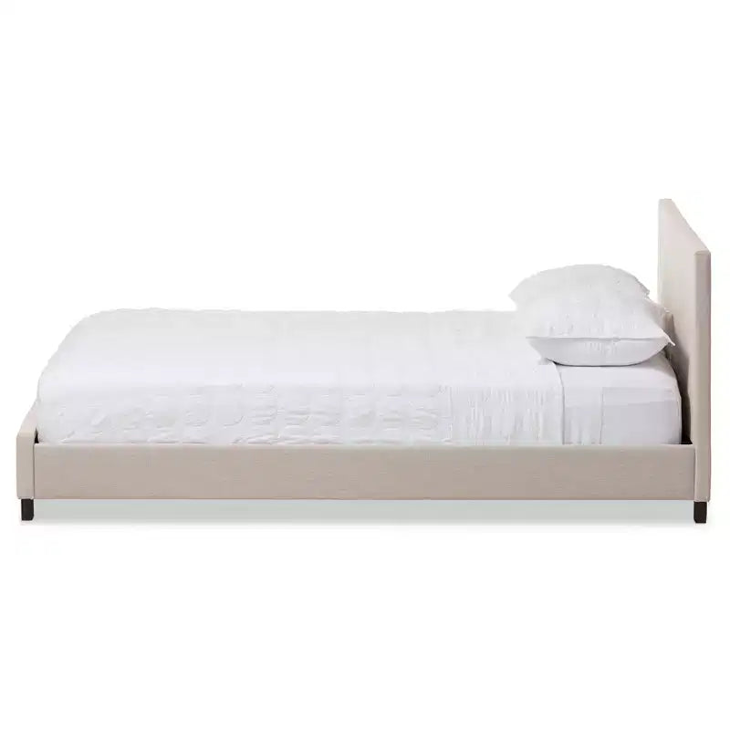 Letto a Piattaforma Moderno & Contemporaneo Rivestito in Tessuto e Cuciture a Pannello