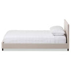 Letto a Piattaforma Moderno & Contemporaneo Rivestito in Tessuto e Cuciture a Pannello