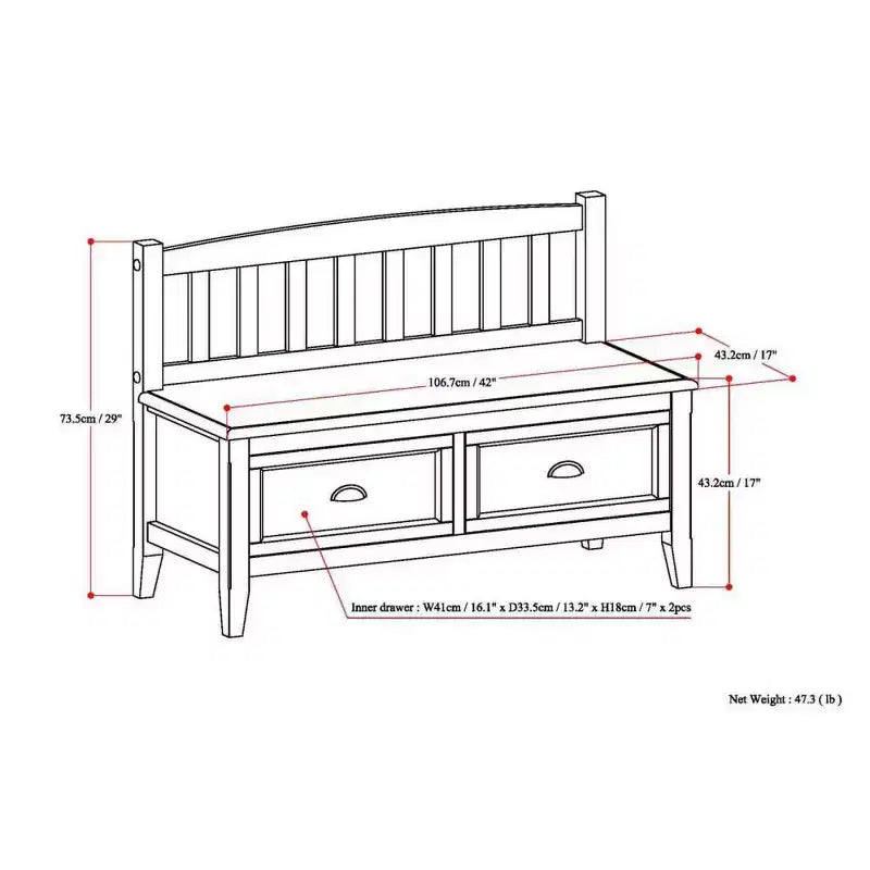 Panca contenitore da ingresso da 106 cm con cassetti