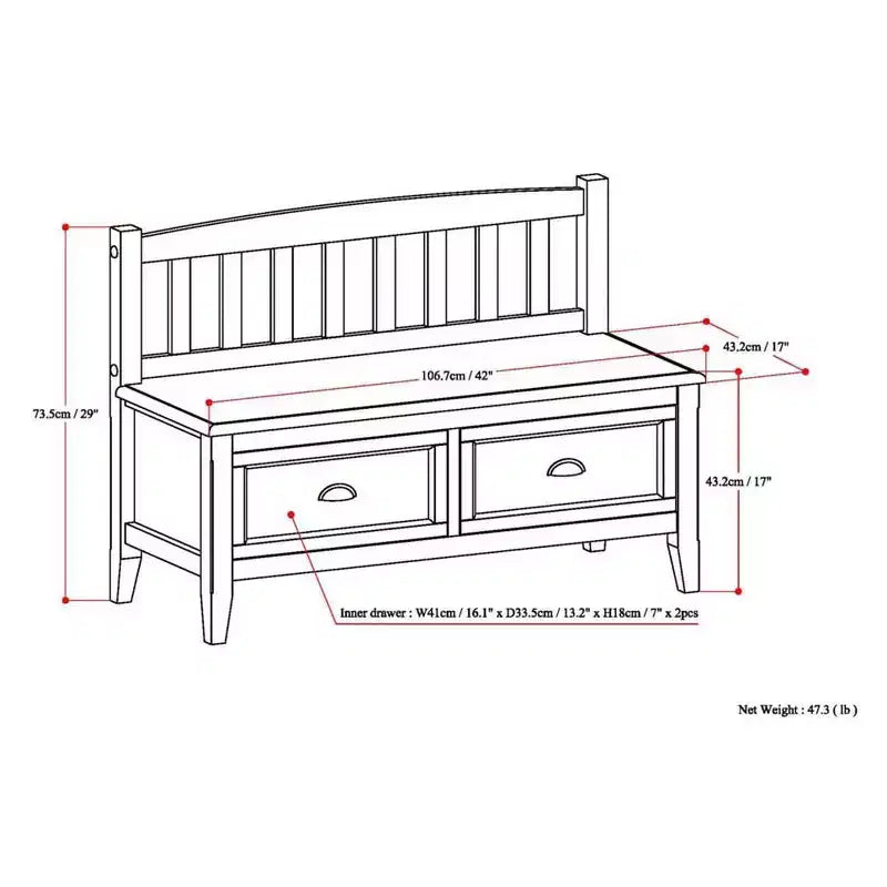 Panca contenitore da ingresso da 106 cm con cassetti