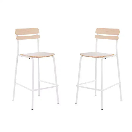 Flash Furniture 2 Pack Cyprus Commercial Grade Solid Wood Bar Stools with Metal Frames and Antique Finish